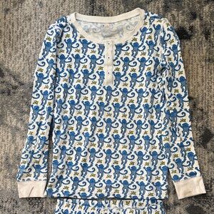 Roller Rabbit Blue and White Monkey Print Kids Pajamas size 12
